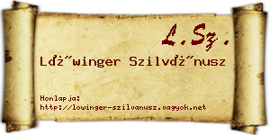 Lőwinger Szilvánusz névjegykártya